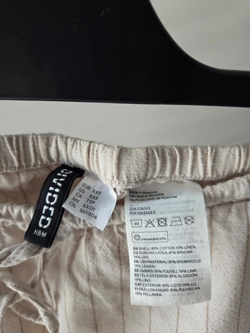 Pantalon beige à fines rayures en Lin H&M léger été plage – Taille XXS – Comme n – photo 3